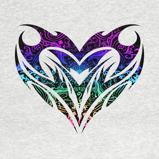 Trippy Tribal Heart Mandala by Adamhass